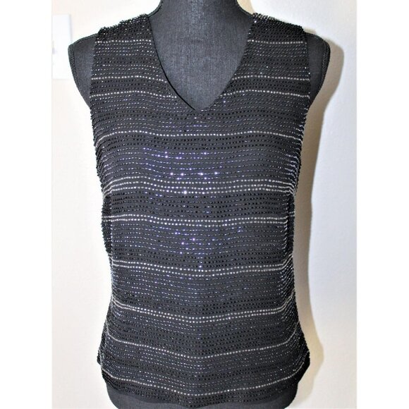 ANN TAYLOR sequin 100% silk Sleeveless tank 8 - Picture 5 of 6